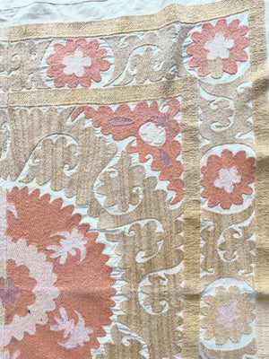 Hand-Embroidered Suzani Wall Hanging & Tablecloth 3'9'' x 3'11''