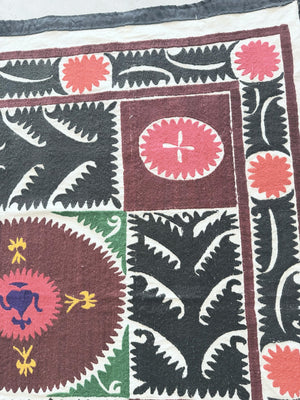 Hand-Embroidered Suzani Wall Hanging & Tablecloth 3'10'' x 3'10''