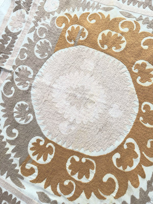 Hand-Embroidered Suzani Wall Hanging & Tablecloth 3'11'' x 4'5''