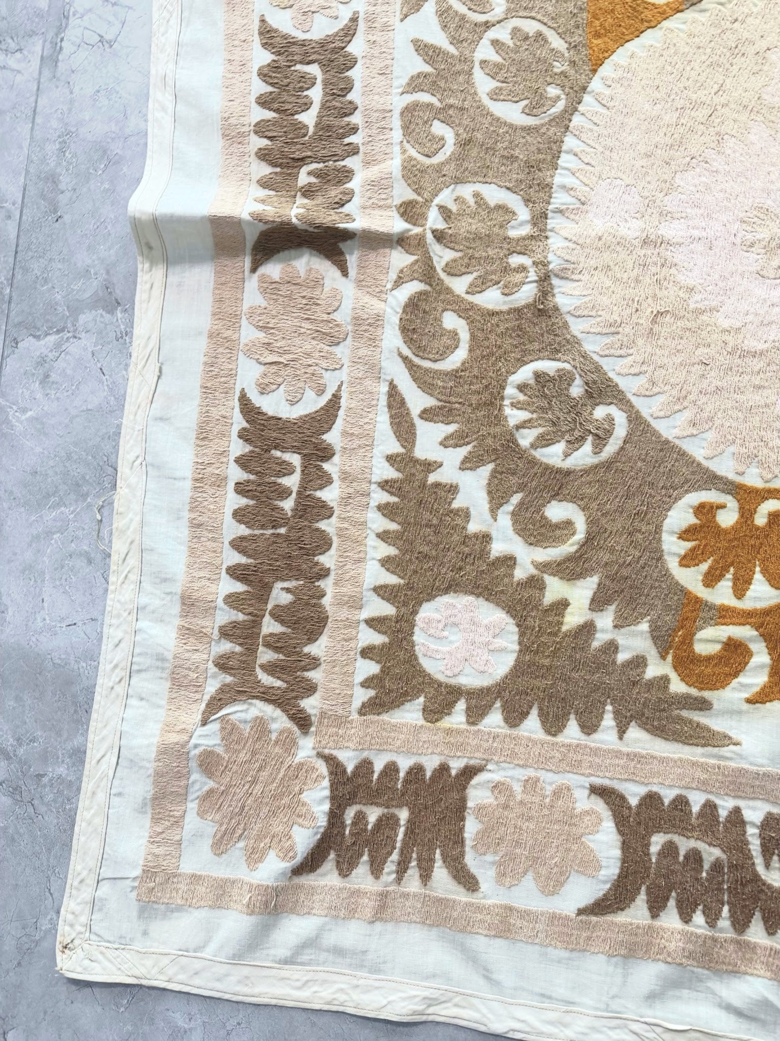 Hand-Embroidered Suzani Wall Hanging & Tablecloth 3'11'' x 4'5''