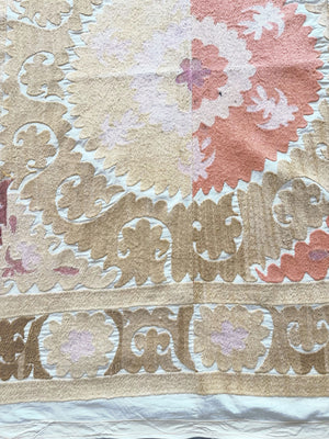 Hand-Embroidered Suzani Wall Hanging & Tablecloth 3'9'' x 3'11''