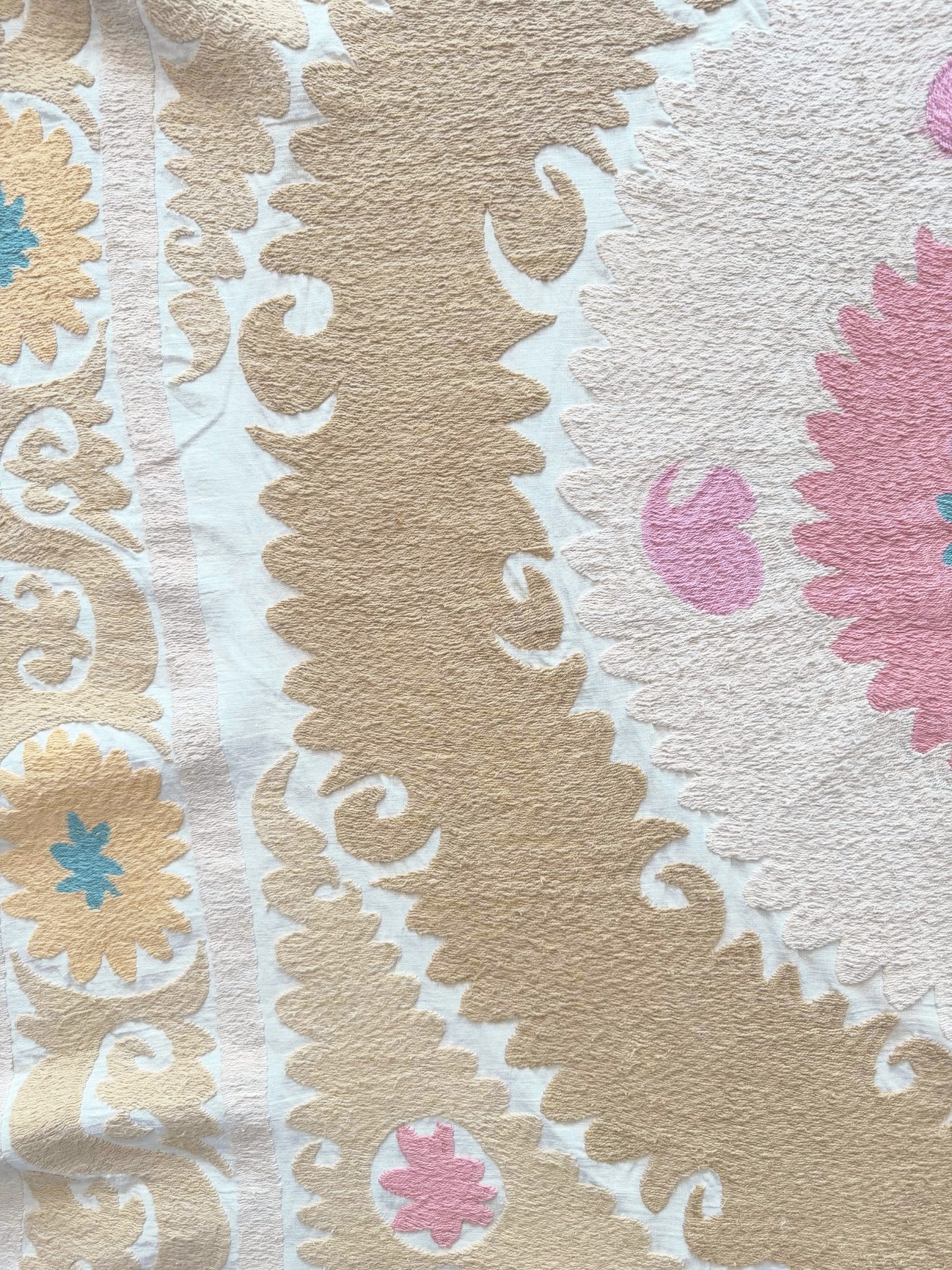 Hand-Embroidered Suzani Wall Hanging & Tablecloth 3'11'' x 4'6''