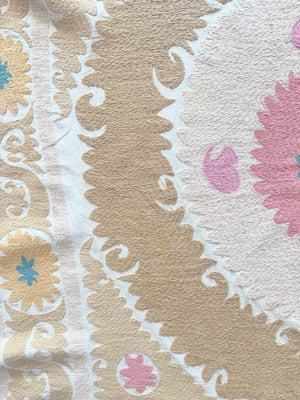 Hand-Embroidered Suzani Wall Hanging & Tablecloth 3'11'' x 4'6''