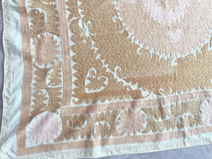 Hand-Embroidered Suzani Wall Hanging & Tablecloth 3'9'' x 3'11''