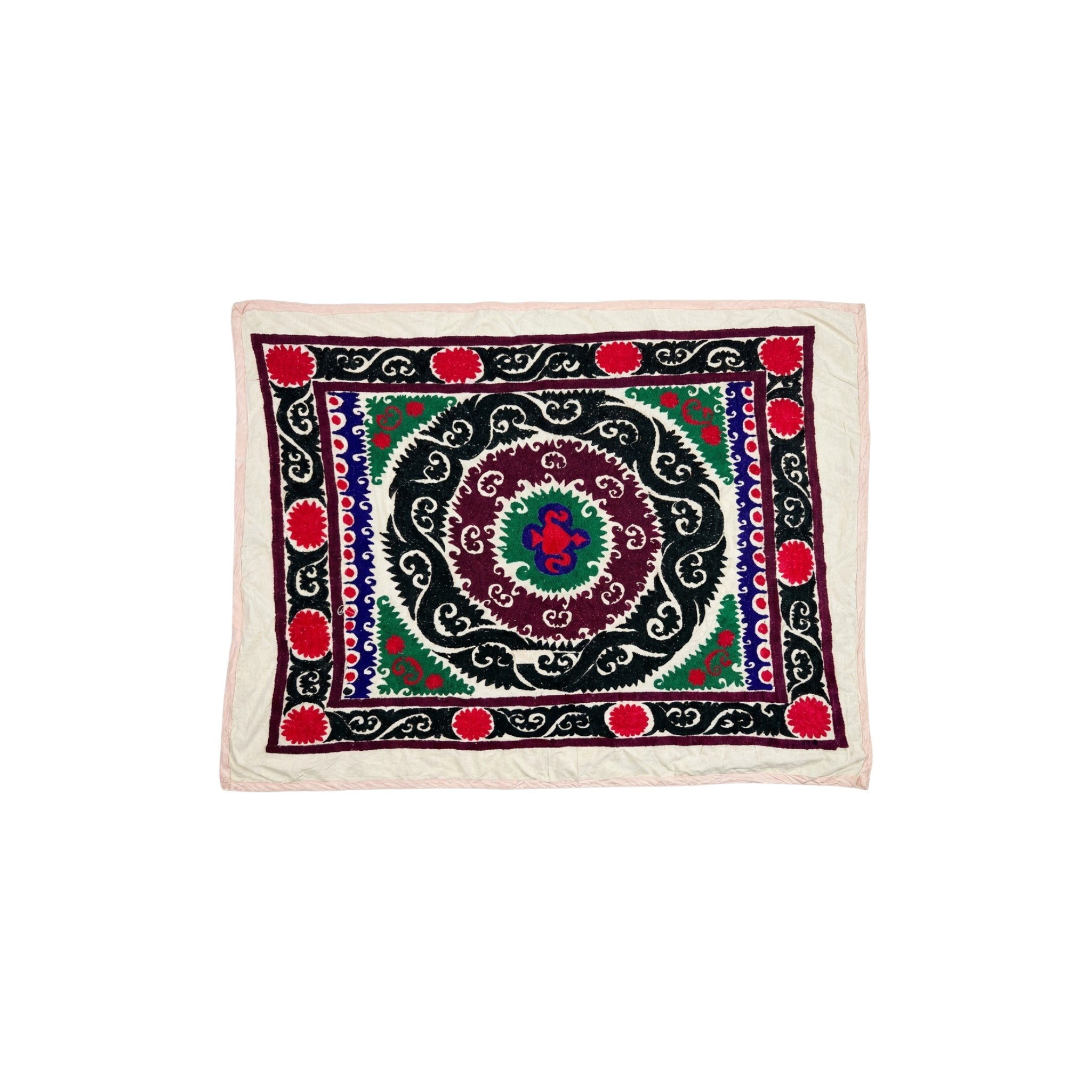 Hand-Embroidered Suzani Wall Hanging & Tablecloth 3'10'' x 4'2''