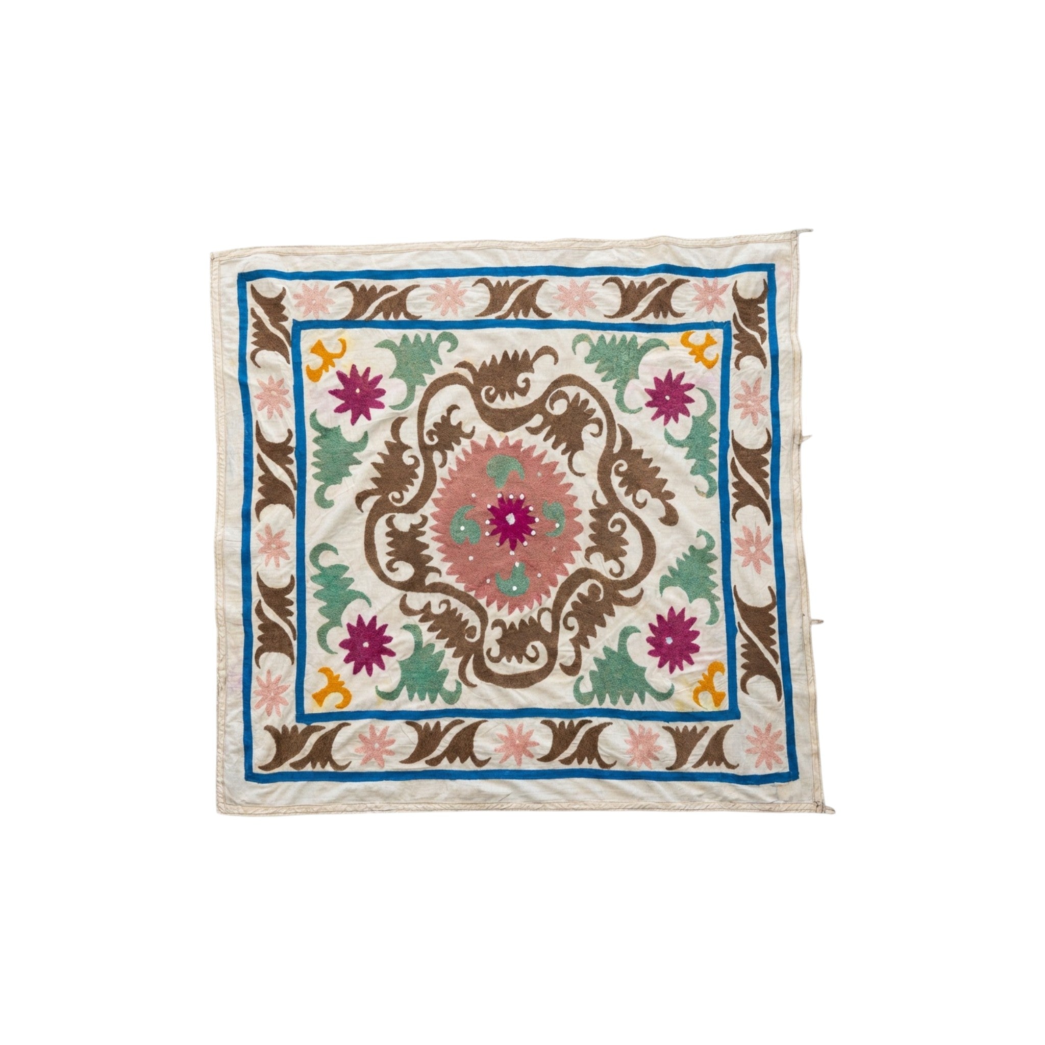 Hand-Embroidered Suzani Wall Hanging & Tablecloth 3'10'' x 4'2''