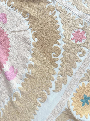 Hand-Embroidered Suzani Wall Hanging & Tablecloth 3'11'' x 4'6''