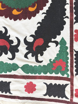 Hand-Embroidered Suzani Wall Hanging & Bedspread 3'11'' x 5'11''