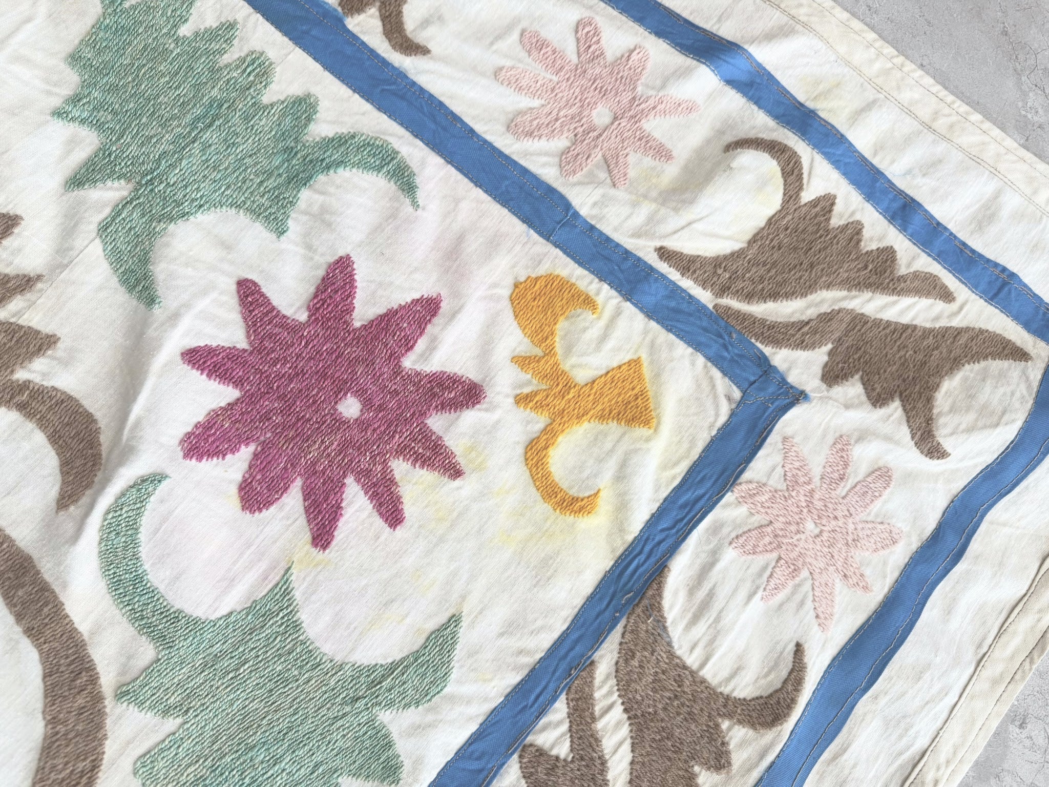 Hand-Embroidered Suzani Wall Hanging & Tablecloth 3'10'' x 4'2''