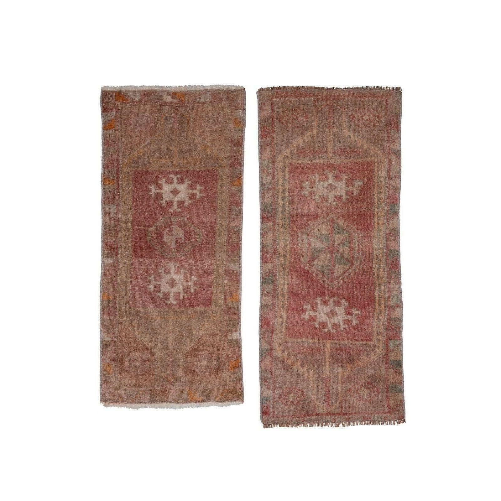 Vintage Turkish Yastik Rugs Set of 2 | 17'' x 40''