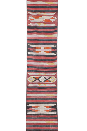 Vintage Turkish Kilim Runner 2'4'' x 22'4''