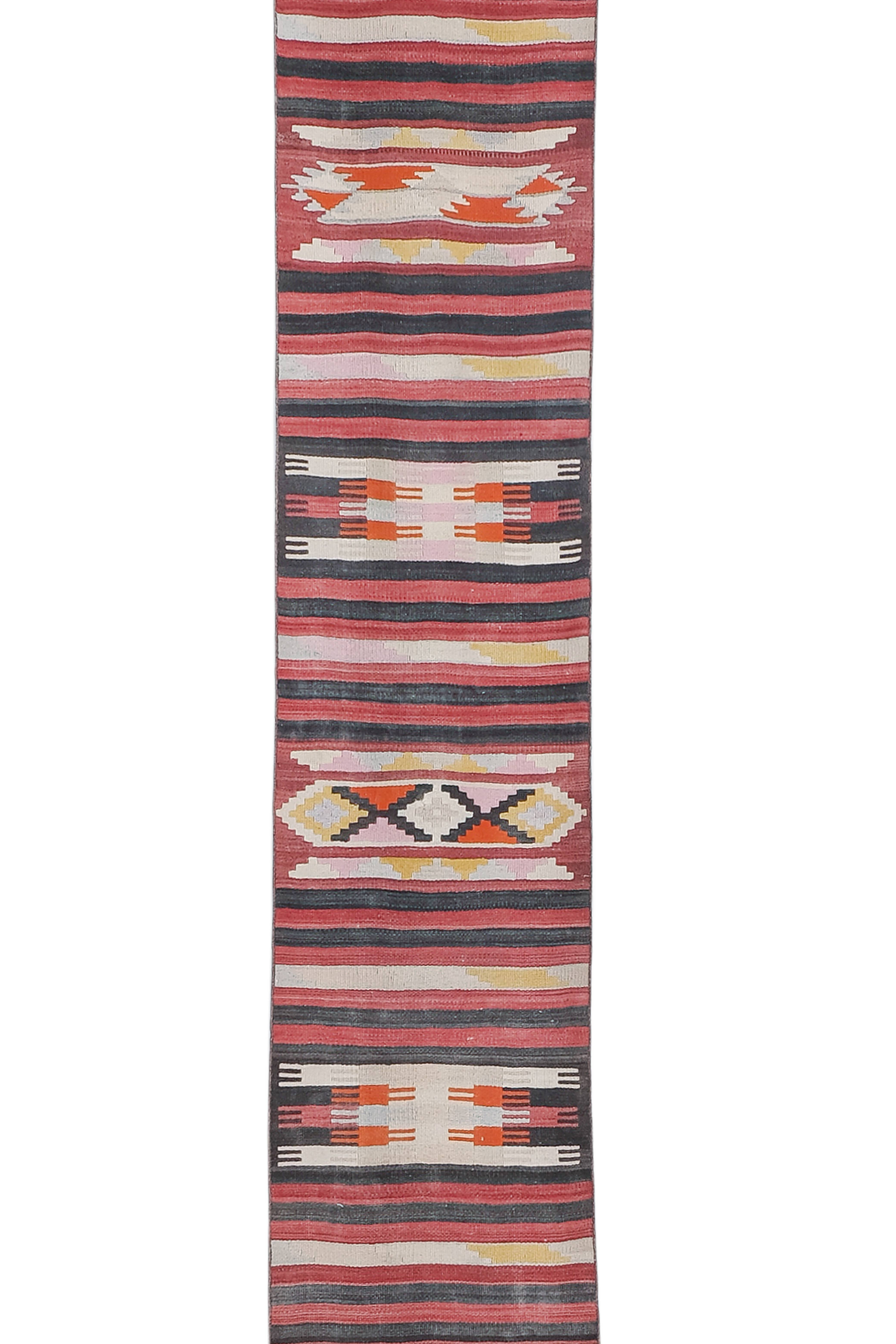 Vintage Turkish Kilim Runner 2'4'' x 22'4''