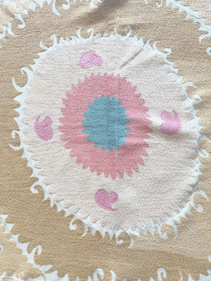Hand-Embroidered Suzani Wall Hanging & Tablecloth 3'11'' x 4'6''