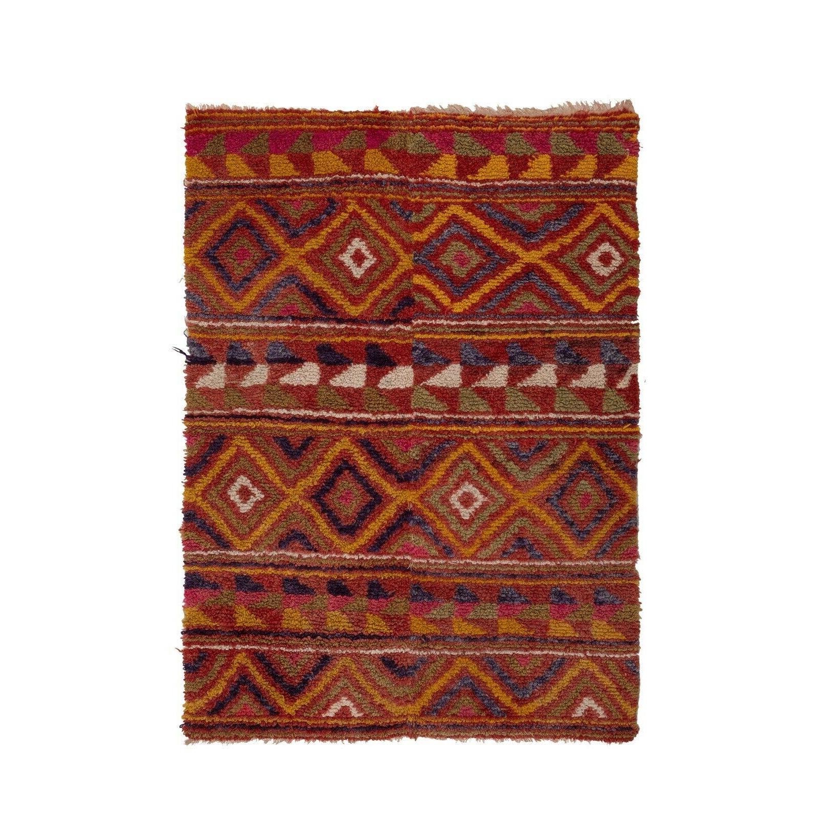 Vintage Checkered Turkish Tulu Rug 3'10'' x 5'4''