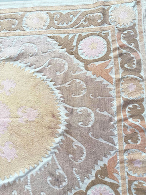 Hand-Embroidered Suzani Wall Hanging & Tablecloth 3'11'' x 5'0''