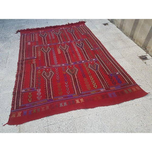 Vintage Turkish Karapinar Kilim Rug 5'8'' x 8'2''