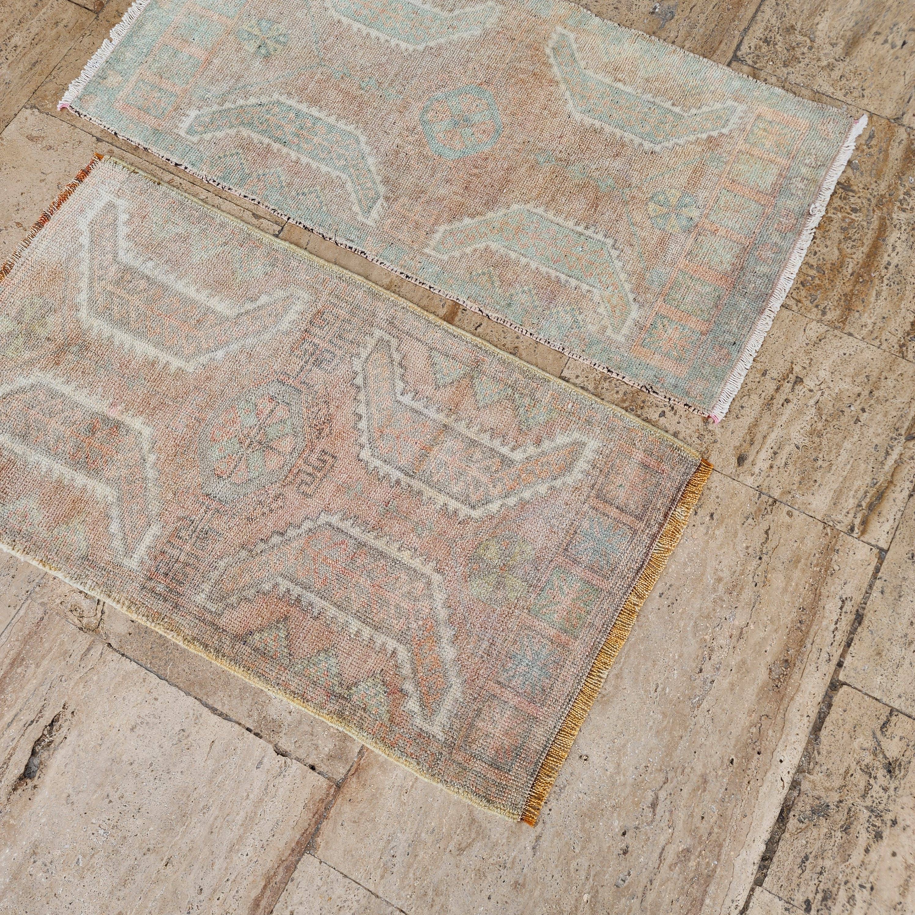 Vintage Turkish Yastik Rugs Set of 2 | 20'' x 37''