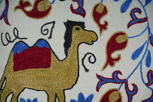Camel Suzani Pillow Cover | 18'' x 18''