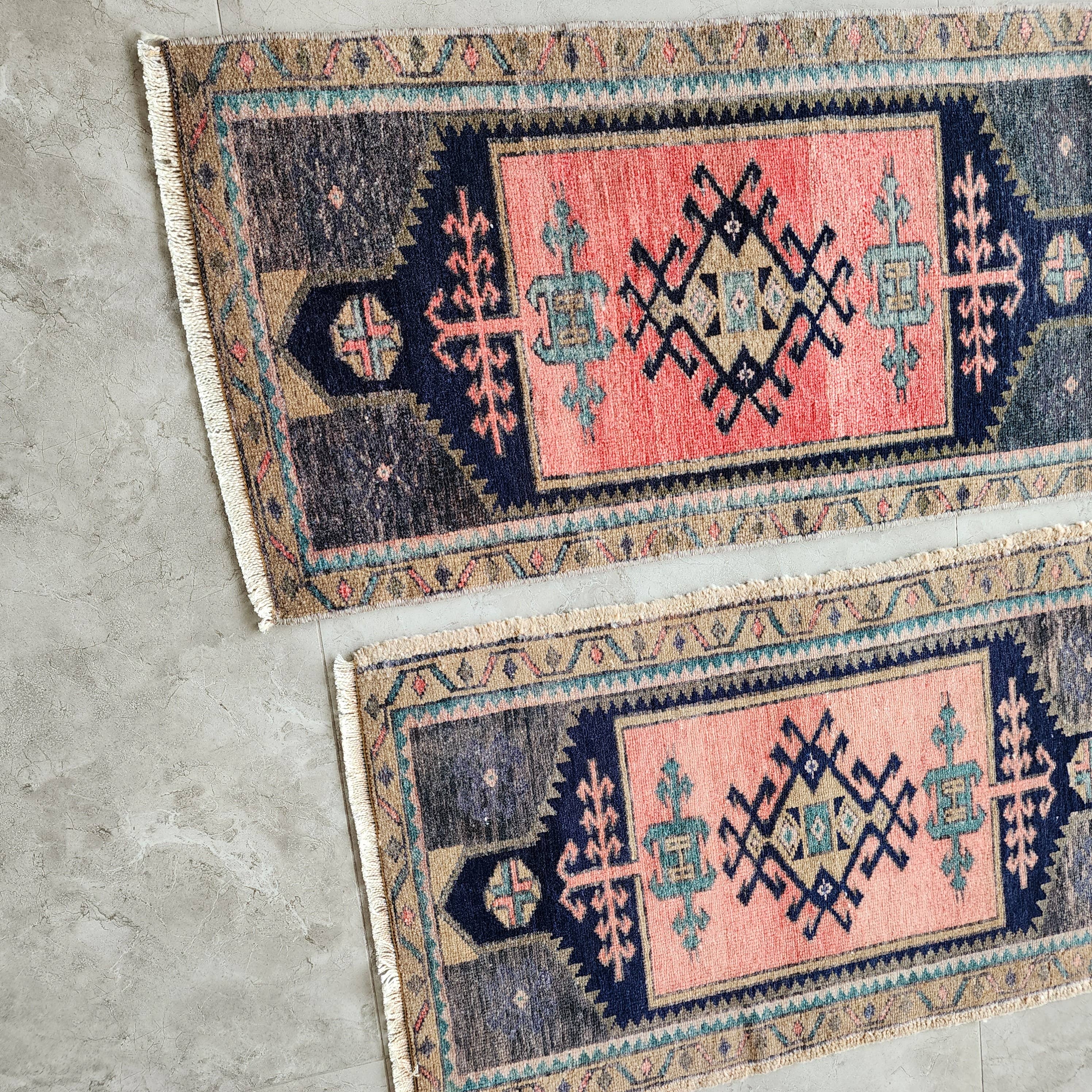 Vintage Turkish Yastik Rugs Set of 2 | 19'' x 32''