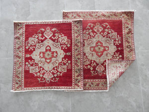 Vintage Turkish Yastik Rugs Set of 2 | 24'' x 24''