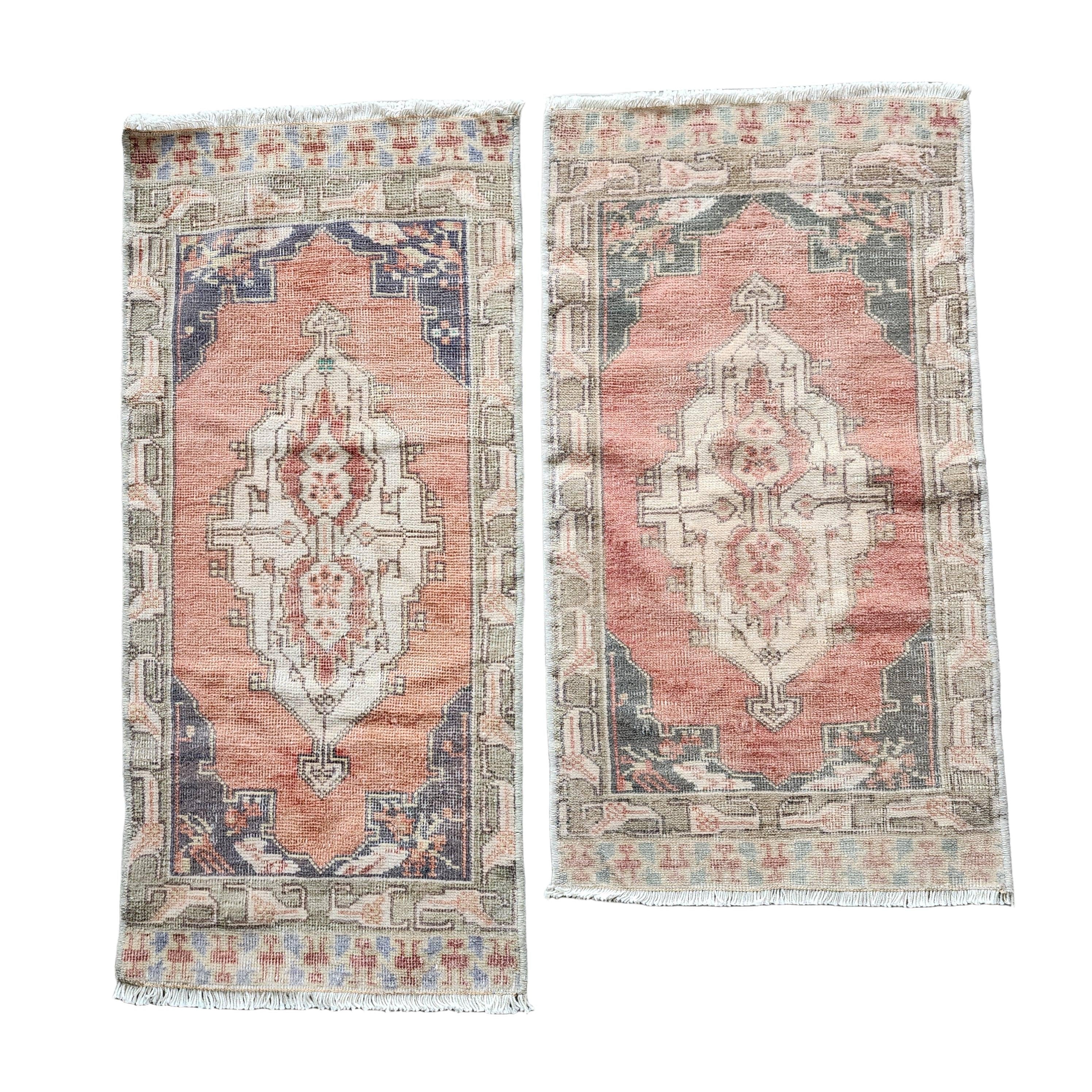 Vintage Turkish Yastik Rugs Set of 2 | 17'' x 36''