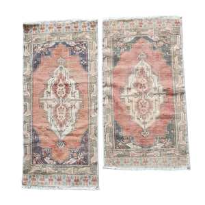 Vintage Turkish Yastik Rugs Set of 2 | 17'' x 36''