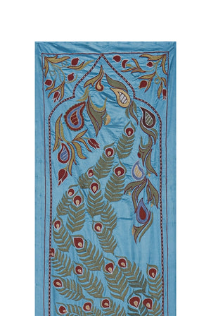 Peacock Silk Suzani Wall Hanging & Bedspread 1'9'' x 6'2''