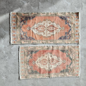 Vintage Turkish Yastik Rugs Set of 2 | 17'' x 36''
