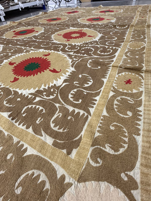 Hand-Embroidered Suzani Wall Hanging & Bedspread 7'5'' x 11'