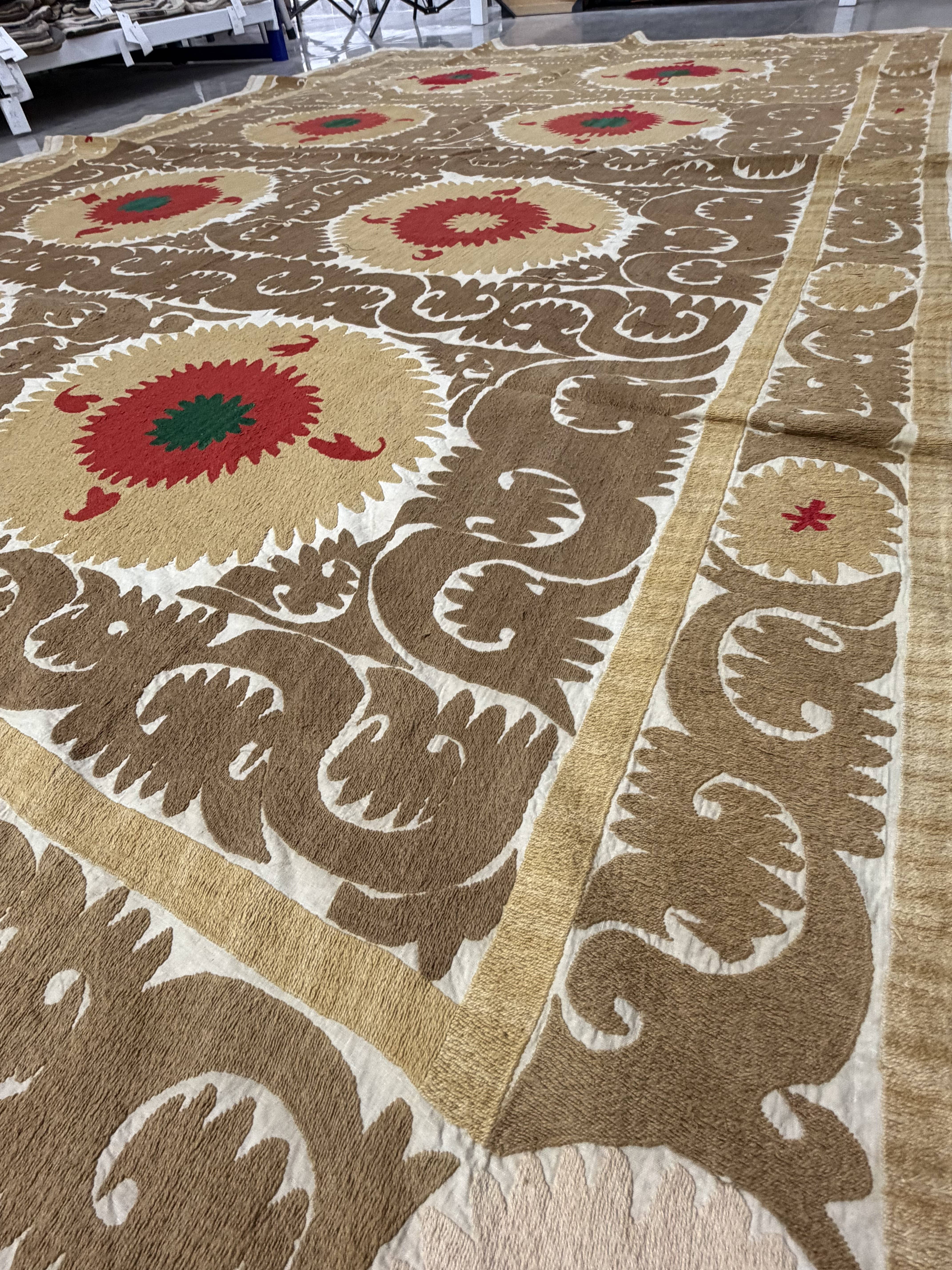 Hand-Embroidered Suzani Wall Hanging & Bedspread 7'5'' x 11'