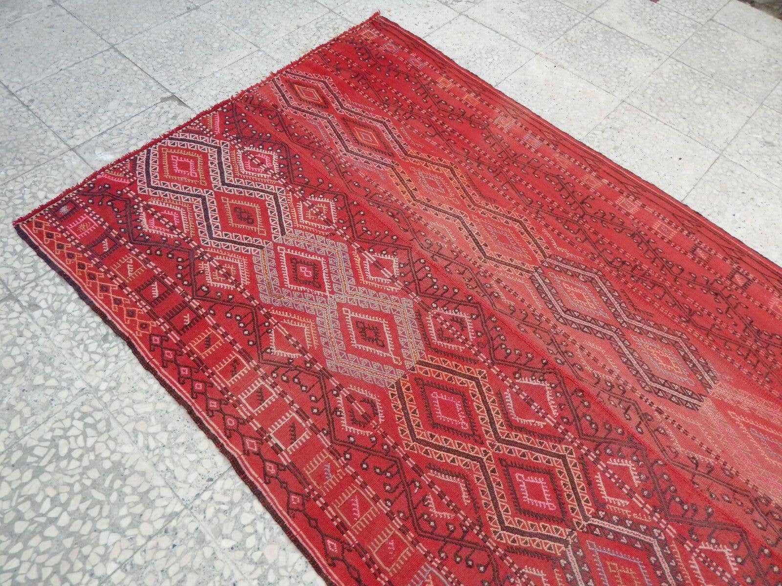 Vintage Turkish Konya Kilim Runner 3'10'' x 11'7''