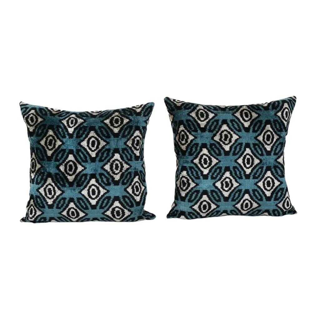 Silk Ikat Velvet Pillow Cover Set of 2 | 24'' x 24''