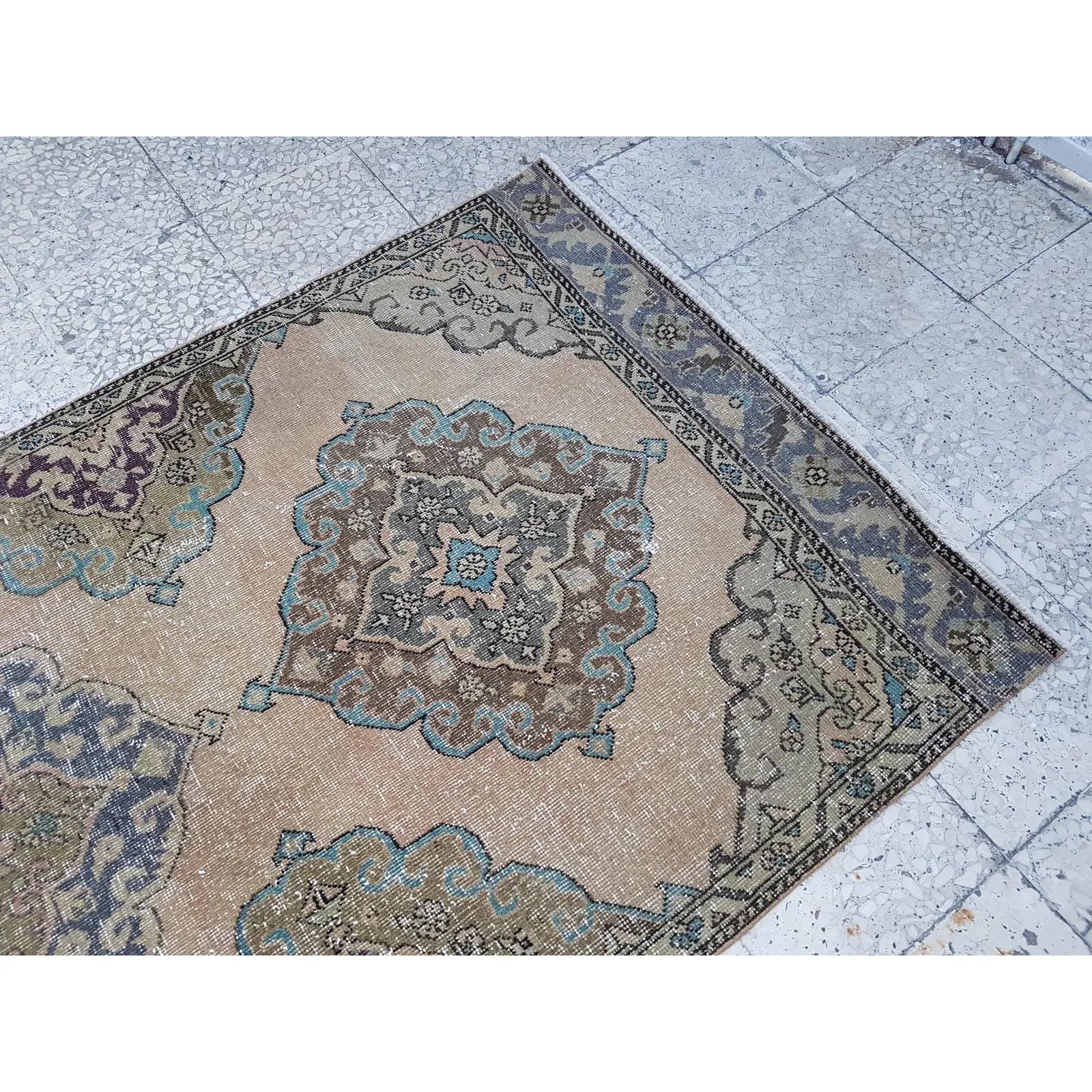 Vintage Turkish Anatolian Oushak Runner 3'8'' x 12'9''