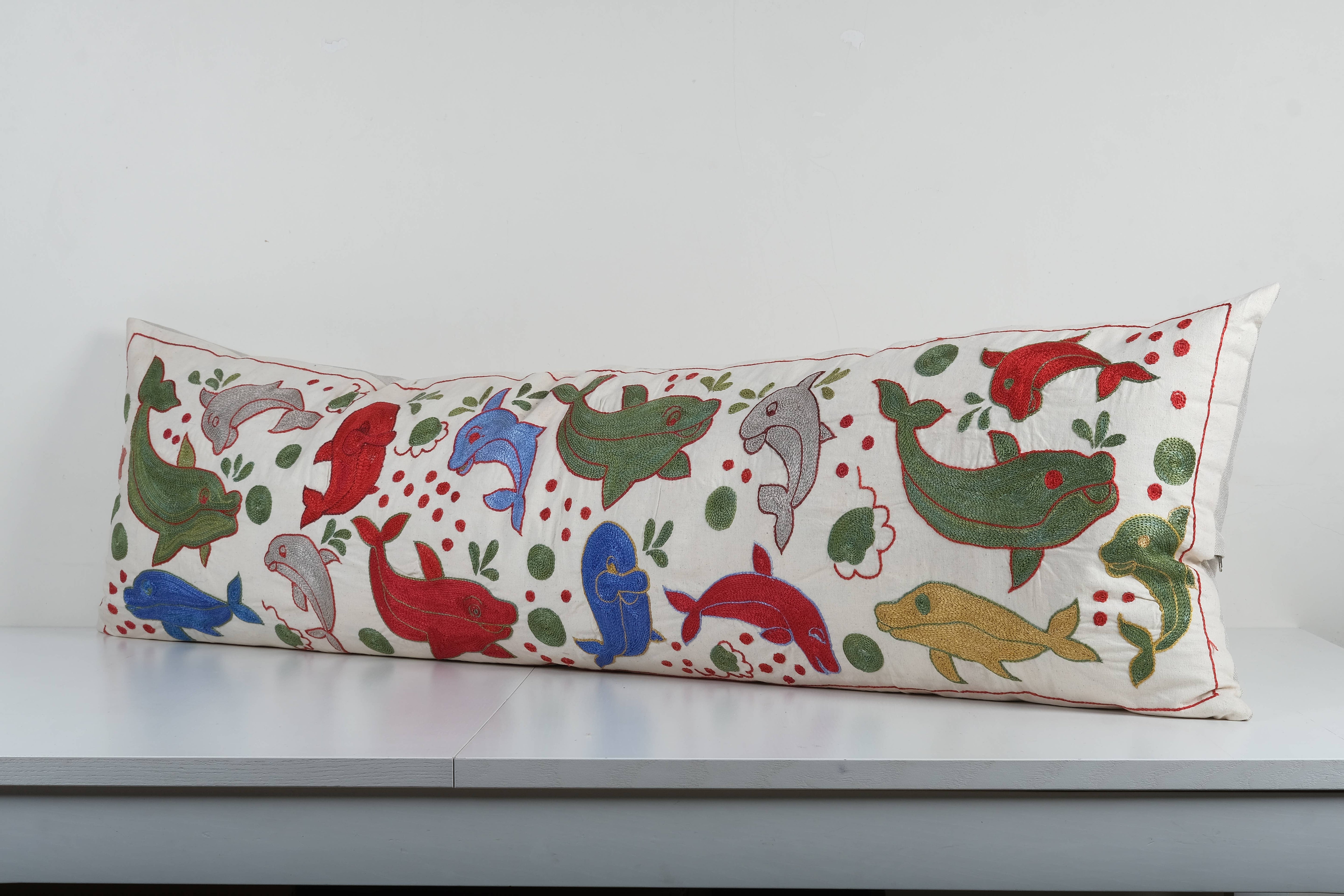Fish Suzani Bedding Pillow Cover | 18'' x 55''