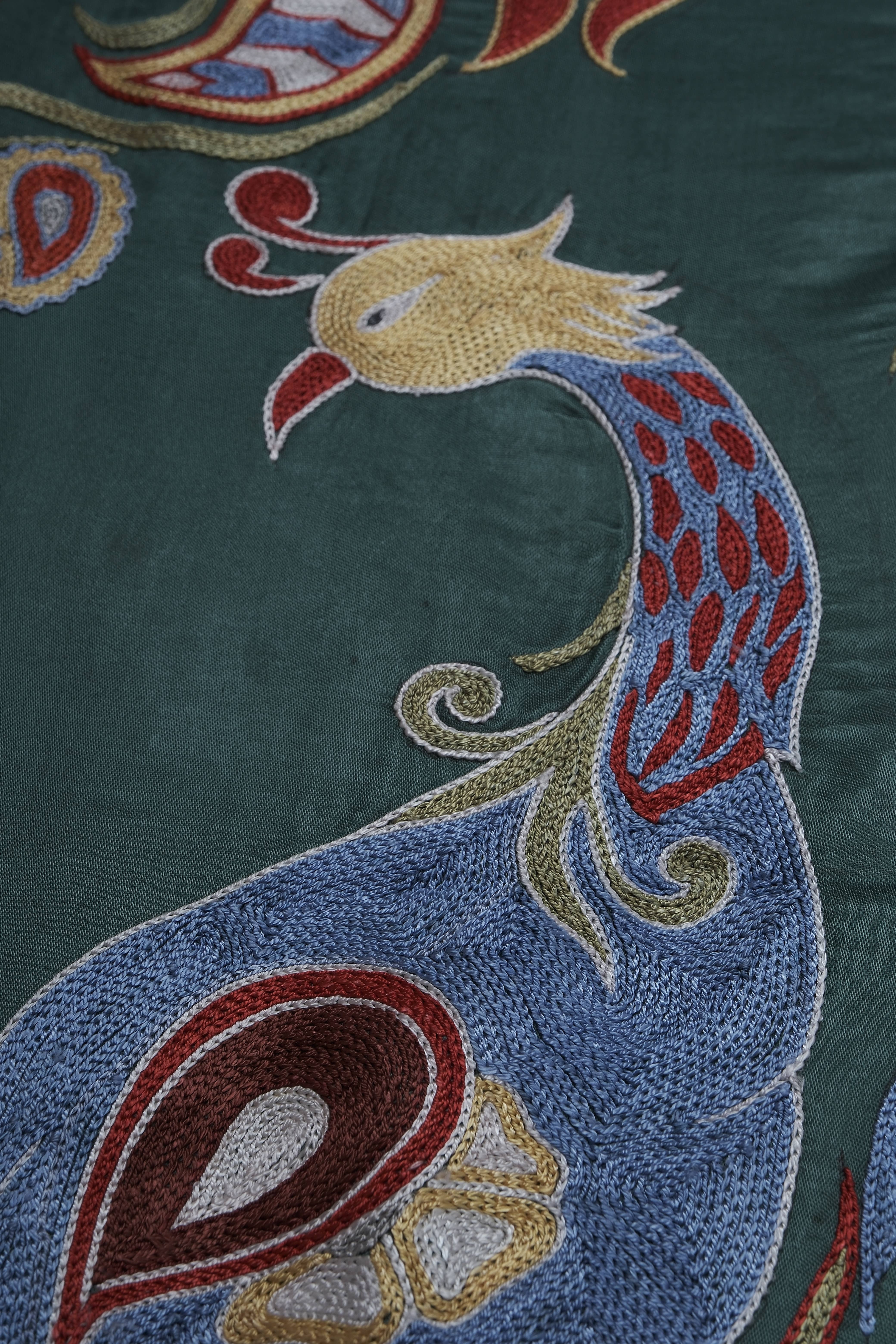 Peacock Suzani Wall Hanging & Bedspread | 1'9'' x 6'