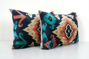 Silk Ikat Velvet Pillow Cover | 16'' x 24''