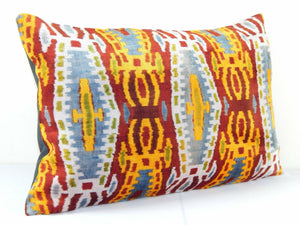Silk Ikat Velvet Pillow Cover | 16'' x 24''