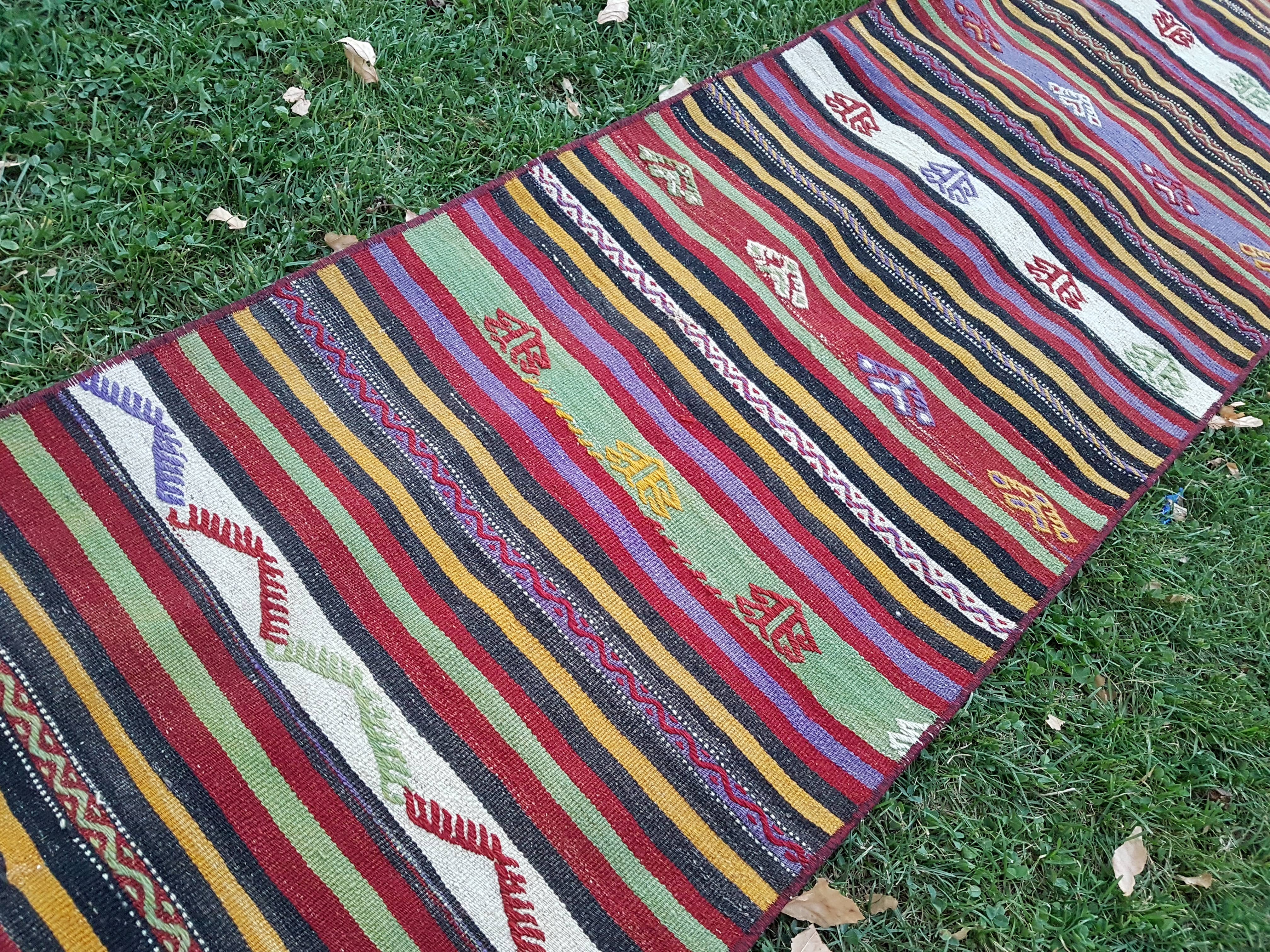 Vintage Turkish Kilim Runner 2'1'' x 20'11''