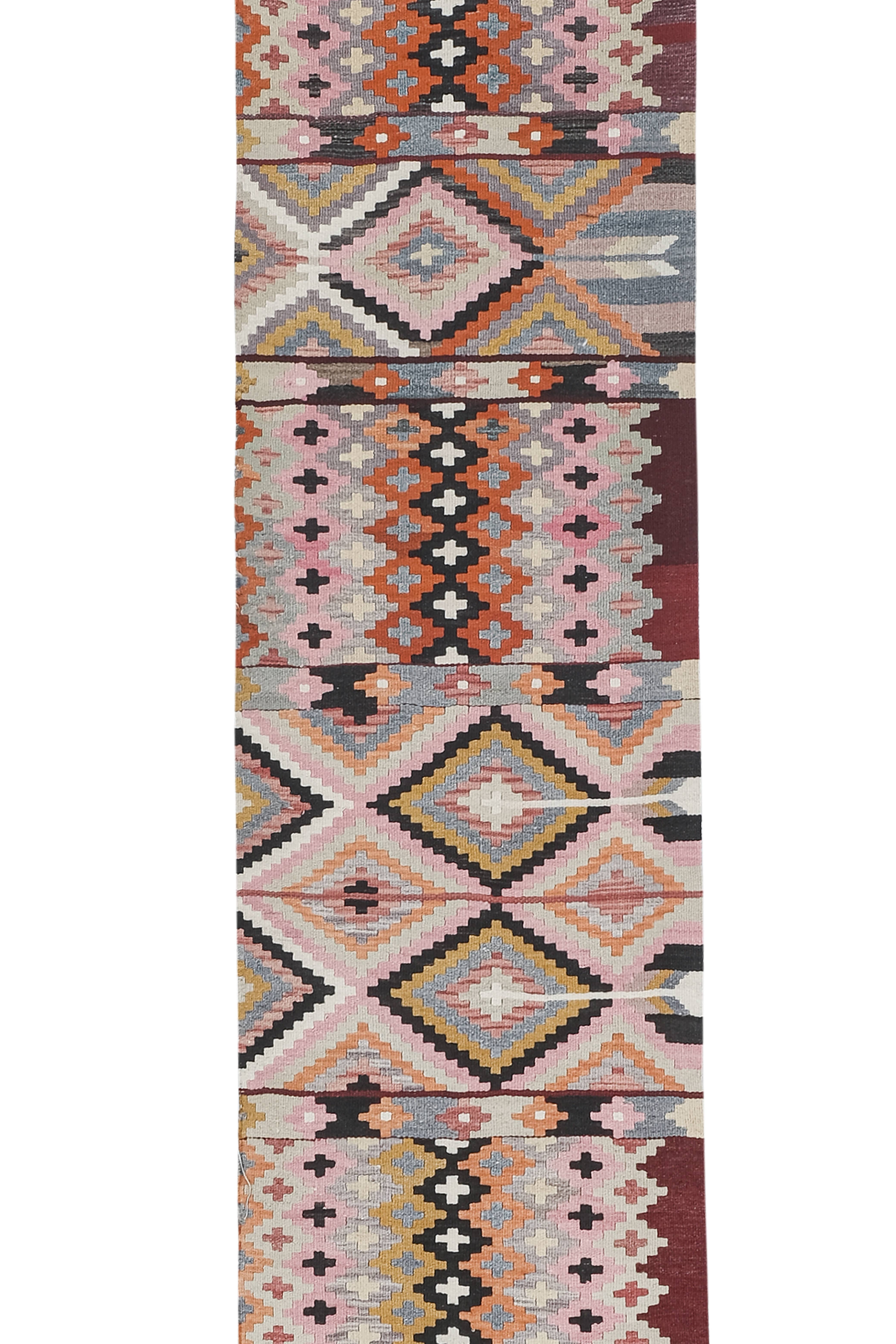 Vintage Turkish Kilim Runner 2'7'' x 13'11''