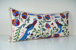 Bird Suzani Bedding Pillow Cover | 16'' x 34''