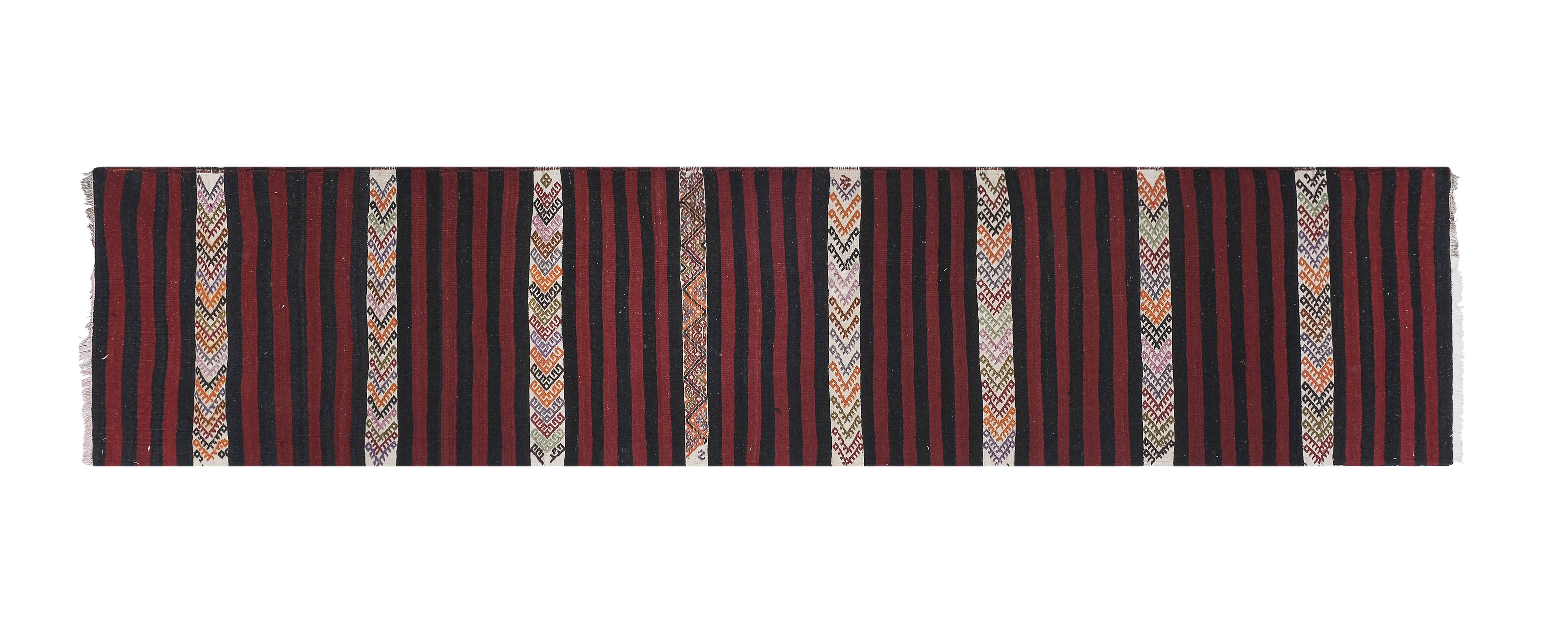 Vintage Turkish Kilim Runner 2'3'' x 10'2''