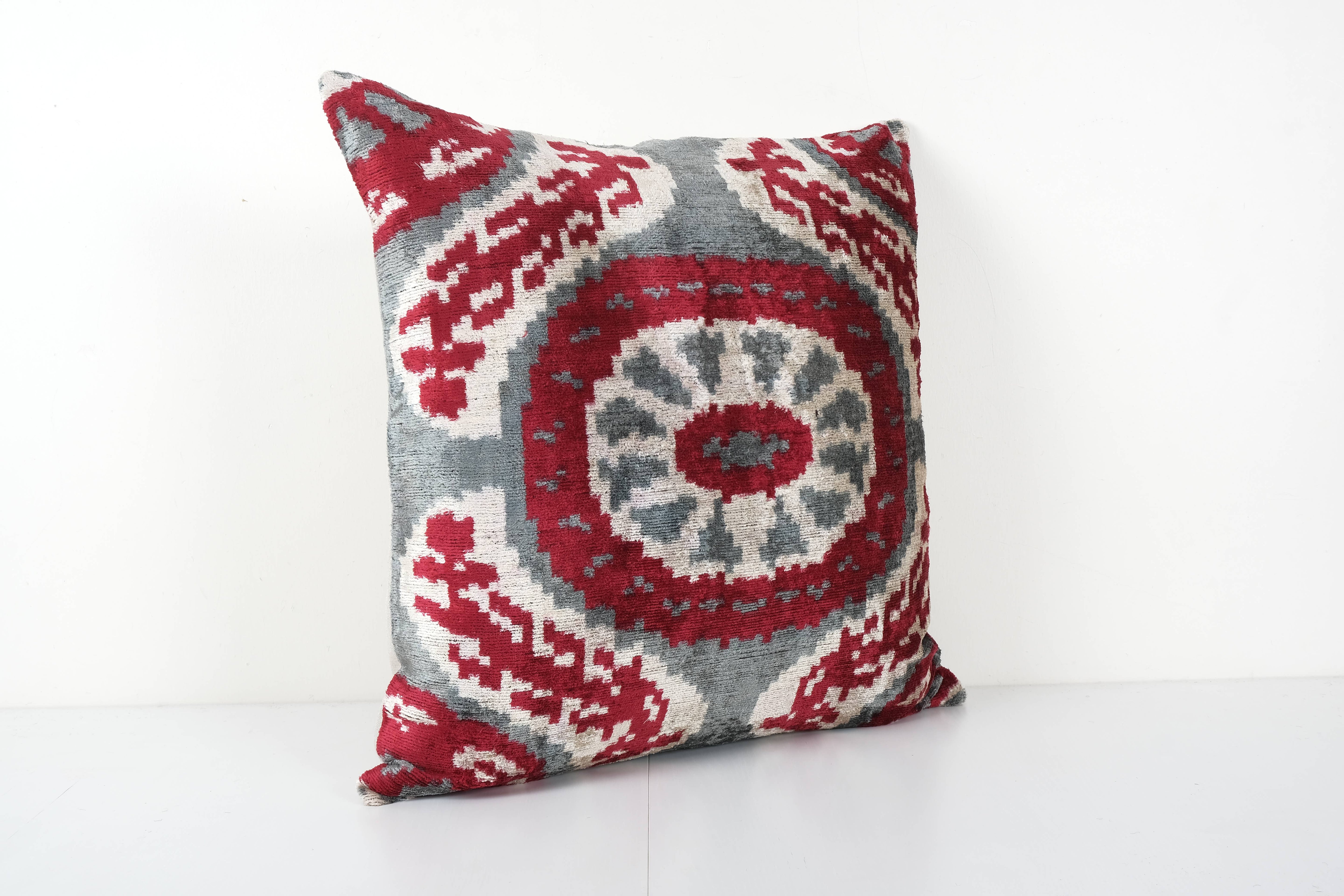 Silk Ikat Velvet Pillow Cover | 24'' x 24''