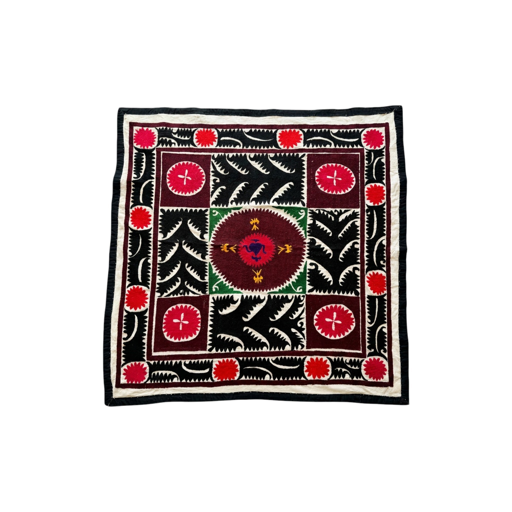Hand-Embroidered Suzani Wall Hanging & Tablecloth 3'10'' x 3'10''