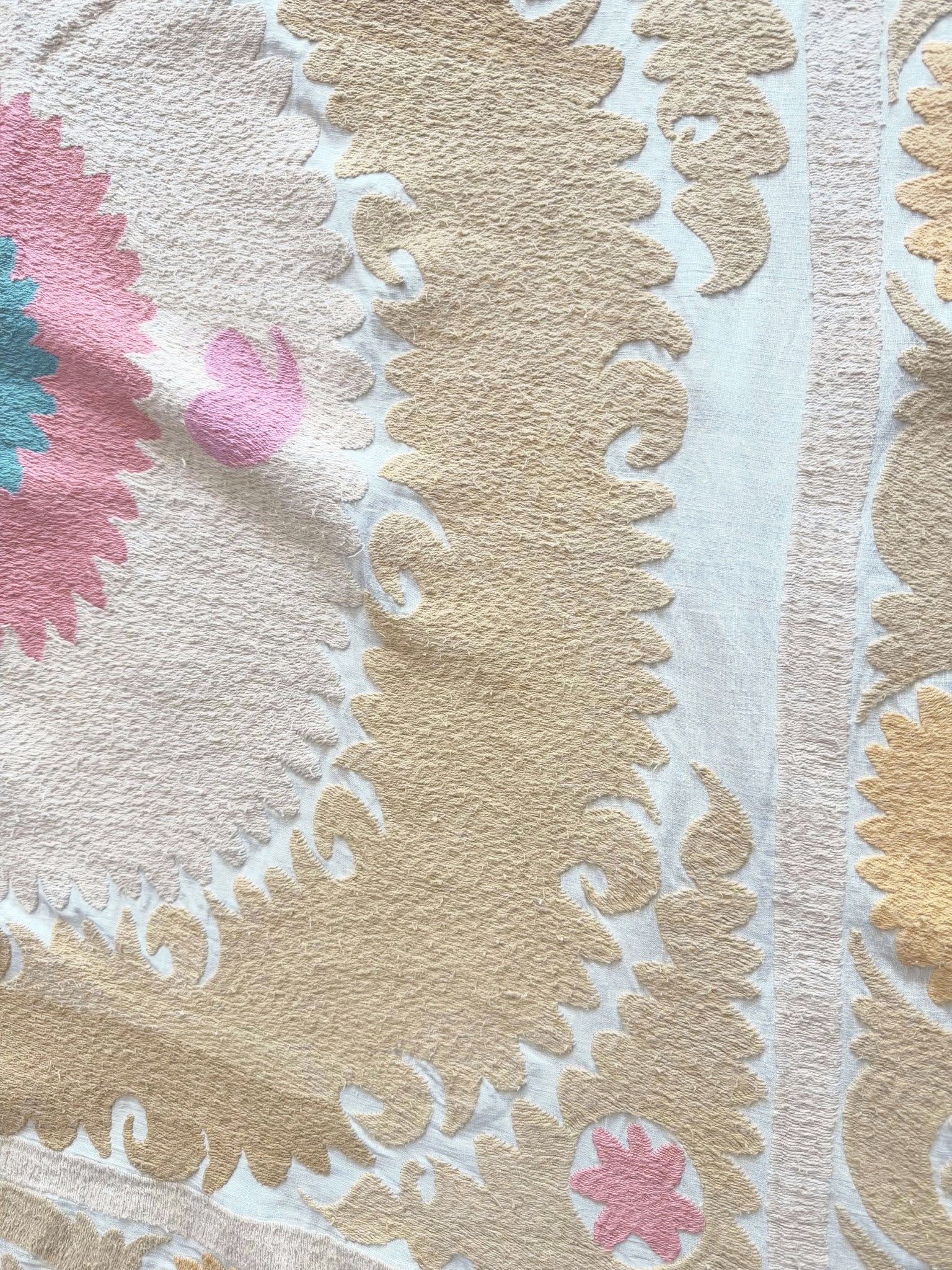 Hand-Embroidered Suzani Wall Hanging & Tablecloth 3'11'' x 4'6''