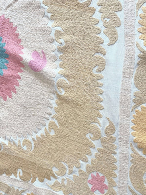 Hand-Embroidered Suzani Wall Hanging & Tablecloth 3'11'' x 4'6''