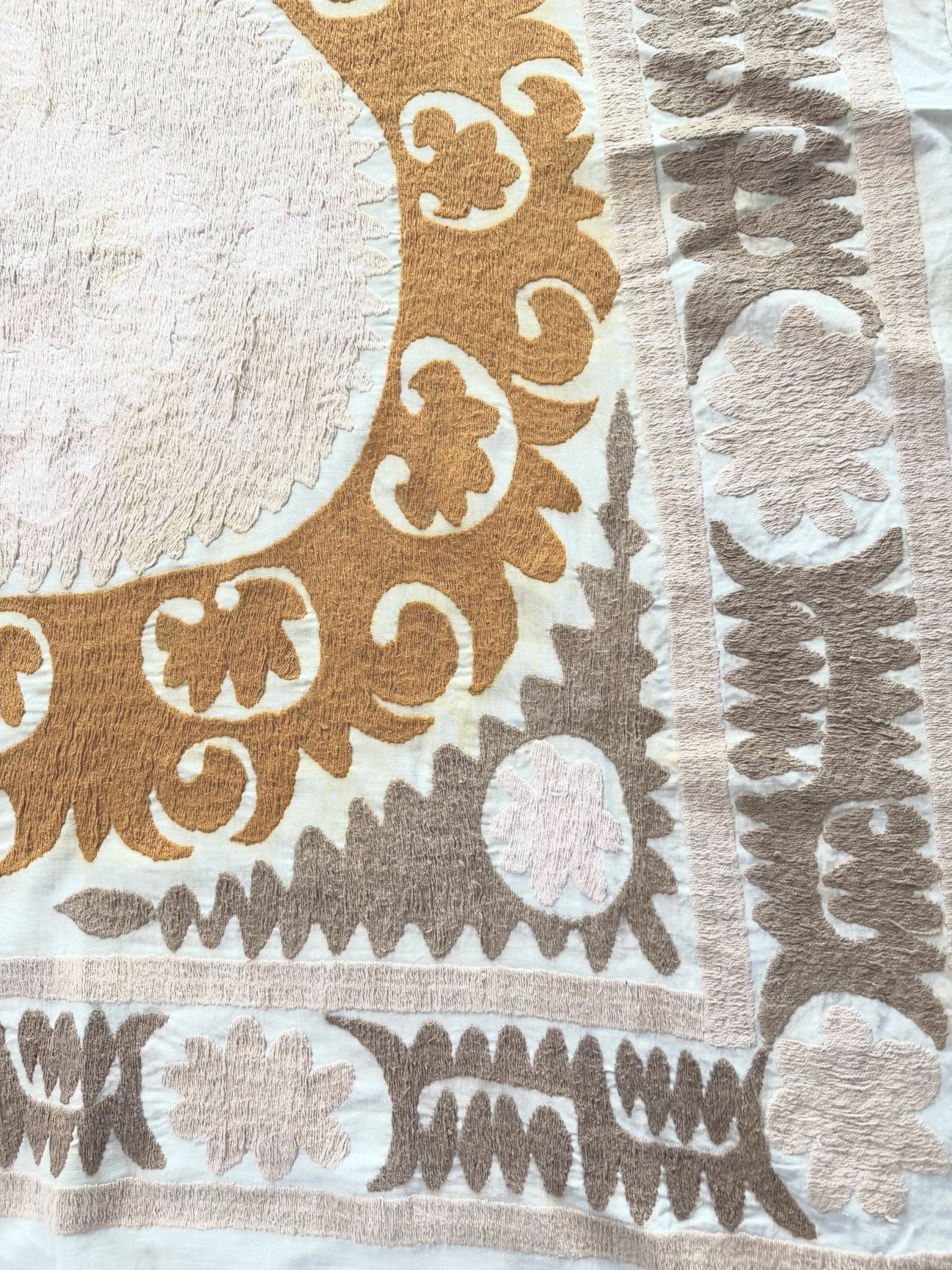 Hand-Embroidered Suzani Wall Hanging & Tablecloth 3'11'' x 4'5''