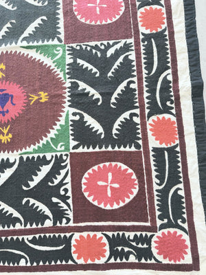 Hand-Embroidered Suzani Wall Hanging & Tablecloth 3'10'' x 3'10''