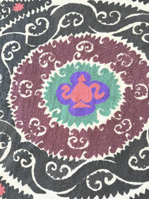 Hand-Embroidered Suzani Wall Hanging & Tablecloth 3'9'' x 4'1''
