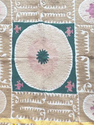 Hand-Embroidered Suzani Wall Hanging & Tablecloth 3'10'' x 4'4''