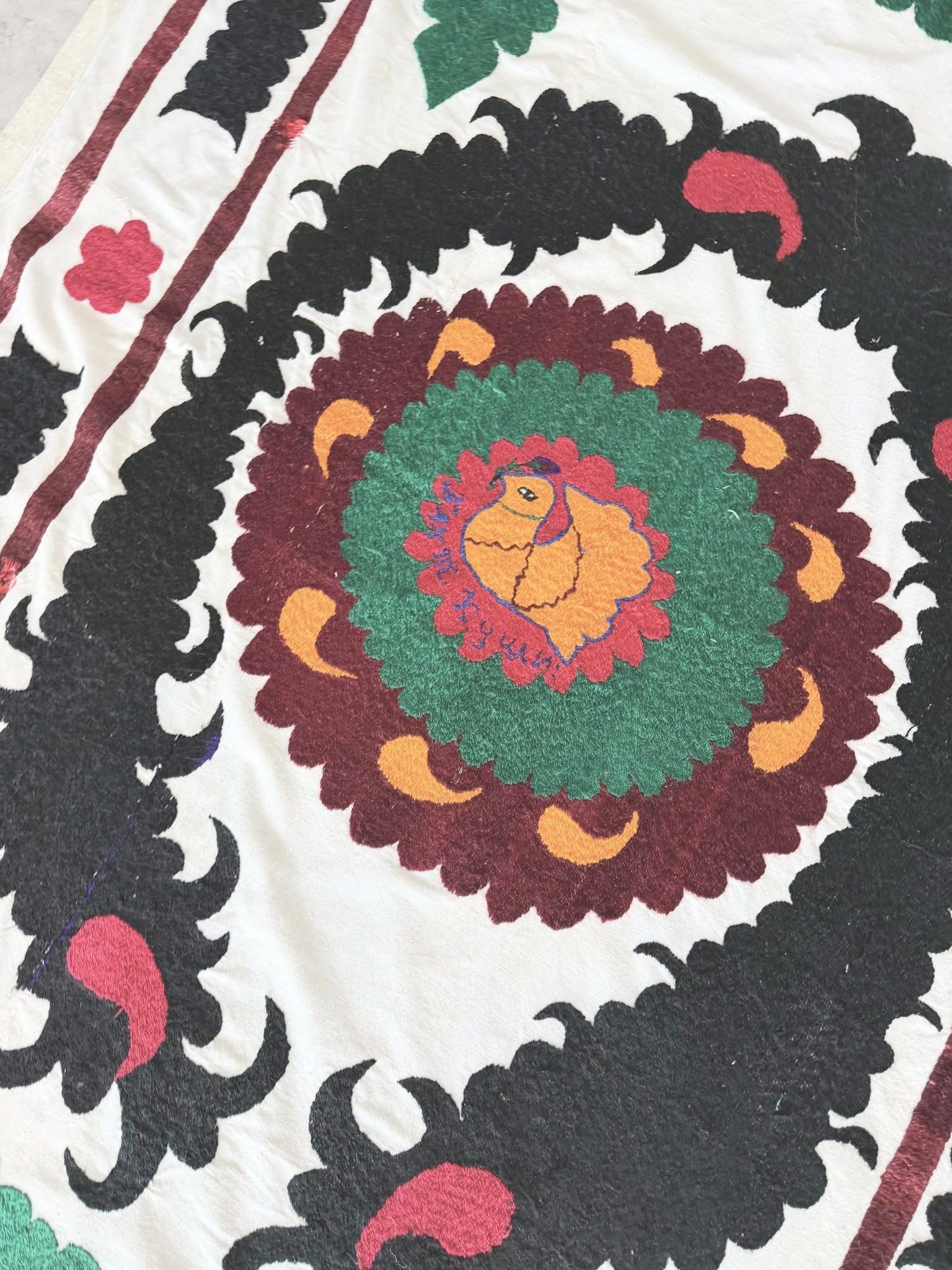 Hand-Embroidered Suzani Wall Hanging & Bedspread 3'11'' x 5'11''